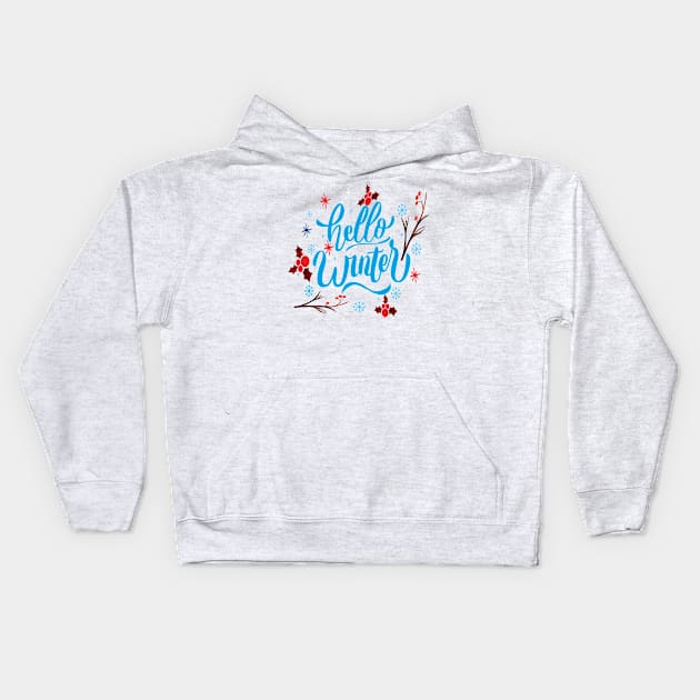 Hello Winter Kids Hoodie by houdasagna